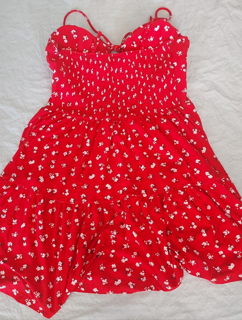 No Boundaries Red Floral Tiered Sundress - Picture 2 of 2